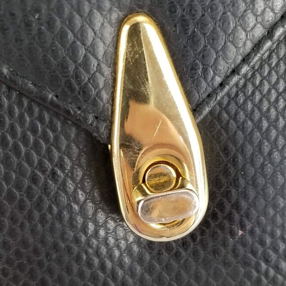 Vintage Ande Black Snake Print Crossbody Purse With Gold‎ Clasp 《329》P - Picture 7 of 9